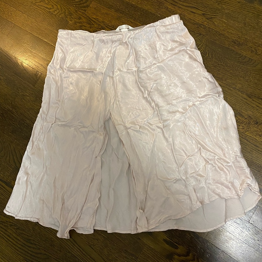 H&M White Satin Midi Skirt with Slit